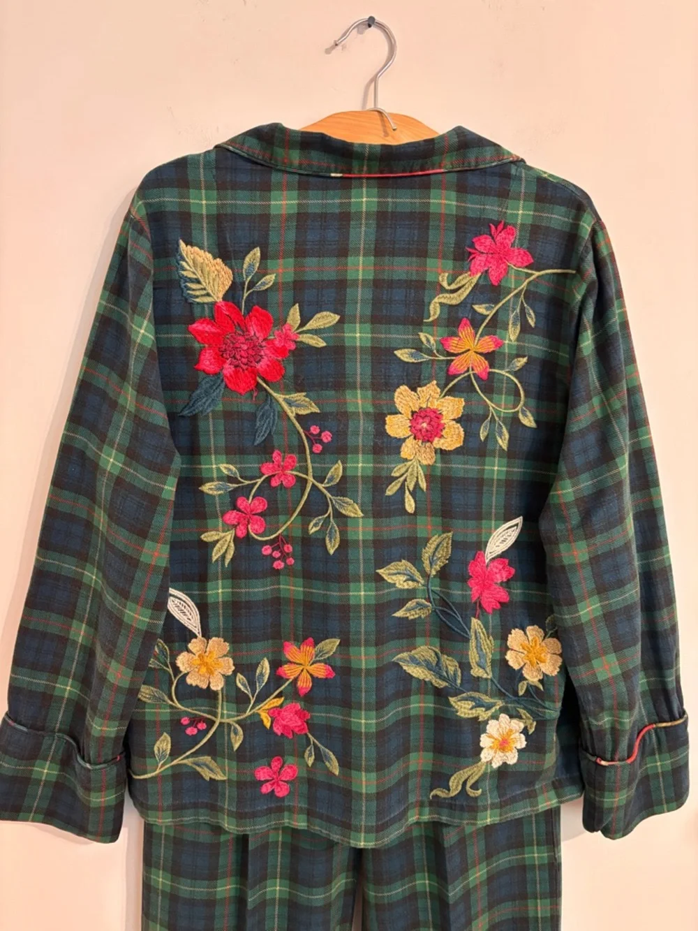 Johnny Was RHODA LONG Plaid Flannel Embroidered PJ SET - Picture 5 of 16